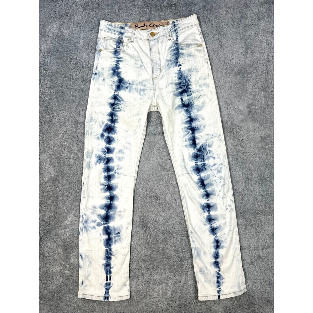 Manila Grace Denim Tie Dye Italy 28 Stretch light wash skinny straight‎